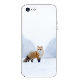 Чехол для iPhone 5/5S матовый с принтом лесная красотка в Курске, Силикон | Область печати: задняя сторона чехла, без боковых панелей | Тематика изображения на принте: зима | лес | лиса | рыжая | снег | тайга