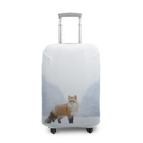 Чехол для чемодана 3D с принтом лесная красотка в Курске, 86% полиэфир, 14% спандекс | двустороннее нанесение принта, прорези для ручек и колес | зима | лес | лиса | рыжая | снег | тайга