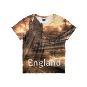 Детская футболка 3D с принтом England (Англия) в Курске, 100% гипоаллергенный полиэфир | прямой крой, круглый вырез горловины, длина до линии бедер, чуть спущенное плечо, ткань немного тянется | england | london | англия | британия | великобритания | владычица морей | вода | город | гостеприимный | дождей | клевый | красивый | лилия | лондон | мост | на темзе | окна | пасмурно | прикольный | река