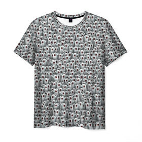 Мужская футболка 3D с принтом Ничоси, сколько ничоси! в Курске, 100% полиэфир | прямой крой, круглый вырез горловины, длина до линии бедер | meme | nichosee | nichosi | мем | ничоси | привидение | прикол | толпа | удивление
