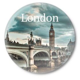 Значок с принтом London в Курске,  металл | круглая форма, металлическая застежка в виде булавки | england | london | vjcn. биг бен | англия | британия | великобритания | владычица морей | город | гостеприимный | дождей | клевый | красивый | лилия | лондон | на темзе | окна | прикольный | столица | тауэр