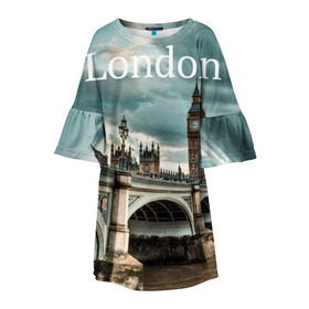 Детское платье 3D с принтом London в Курске, 100% полиэстер | прямой силуэт, чуть расширенный к низу. Круглая горловина, на рукавах — воланы | england | london | vjcn. биг бен | англия | британия | великобритания | владычица морей | город | гостеприимный | дождей | клевый | красивый | лилия | лондон | на темзе | окна | прикольный | столица | тауэр
