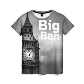 Женская футболка 3D с принтом Big Ben в Курске, 100% полиэфир ( синтетическое хлопкоподобное полотно) | прямой крой, круглый вырез горловины, длина до линии бедер | Тематика изображения на принте: england | london | англия | биг бен | лондон