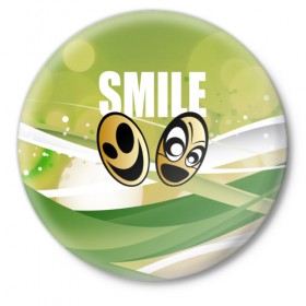 Значок с принтом Smile в Курске,  металл | круглая форма, металлическая застежка в виде булавки | 