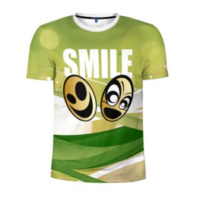 Мужская футболка 3D спортивная с принтом Smile в Курске, 100% полиэстер с улучшенными характеристиками | приталенный силуэт, круглая горловина, широкие плечи, сужается к линии бедра | 