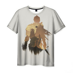 Мужская футболка 3D с принтом Dark Souls воспоминания в Курске, 100% полиэфир | прямой крой, круглый вырез горловины, длина до линии бедер | dark souls | воспоминания | двойная экспозиция | магия | меч | развалины | рыцарь