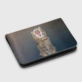 Картхолдер с принтом с принтом Мартовский кот в Курске, натуральная матовая кожа | размер 7,3 х 10 см; кардхолдер имеет 4 кармана для карт; | Тематика изображения на принте: кот | кошка | март | пасть | усы