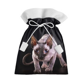 Подарочный 3D мешок с принтом сфинкс в Курске, 100% полиэстер | Размер: 29*39 см | cat | голубые глаза | кот | котик | котэ | кошка | сфинкс | черный