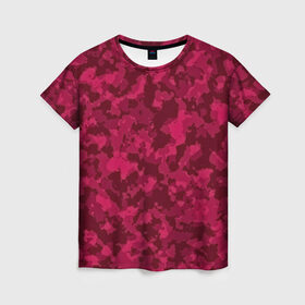 Женская футболка 3D с принтом Розовый камуфляж в Курске, 100% полиэфир ( синтетическое хлопкоподобное полотно) | прямой крой, круглый вырез горловины, длина до линии бедер | армейский