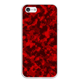 Чехол для iPhone 5/5S матовый с принтом Красный камуфляж в Курске, Силикон | Область печати: задняя сторона чехла, без боковых панелей | милитари