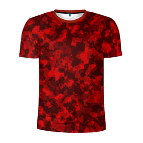 Мужская футболка 3D спортивная с принтом Красный камуфляж в Курске, 100% полиэстер с улучшенными характеристиками | приталенный силуэт, круглая горловина, широкие плечи, сужается к линии бедра | милитари