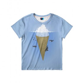 Детская футболка 3D с принтом Мороженое в Курске, 100% гипоаллергенный полиэфир | прямой крой, круглый вырез горловины, длина до линии бедер, чуть спущенное плечо, ткань немного тянется | food | ice cream | вкусно | еда | мороженое