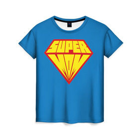 Женская футболка 3D с принтом Супермама в Курске, 100% полиэфир ( синтетическое хлопкоподобное полотно) | прямой крой, круглый вырез горловины, длина до линии бедер | мама