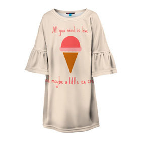 Детское платье 3D с принтом All you need is love в Курске, 100% полиэстер | прямой силуэт, чуть расширенный к низу. Круглая горловина, на рукавах — воланы | food | ice cream | love | вкусно | еда | мороженое