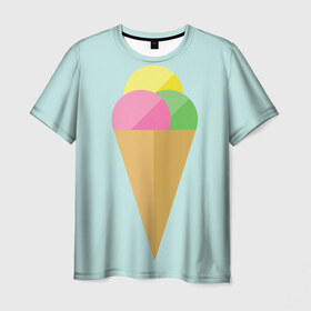 Мужская футболка 3D с принтом POP в Курске, 100% полиэфир | прямой крой, круглый вырез горловины, длина до линии бедер | food | ice cream | love | вкусно | еда | мороженое