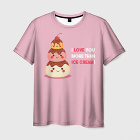 Мужская футболка 3D с принтом Love в Курске, 100% полиэфир | прямой крой, круглый вырез горловины, длина до линии бедер | food | ice cream | love | вкусно | еда | мороженое