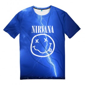 Мужская футболка 3D с принтом Nirvana в Курске, 100% полиэфир | прямой крой, круглый вырез горловины, длина до линии бедер | rok | нирвана | рок