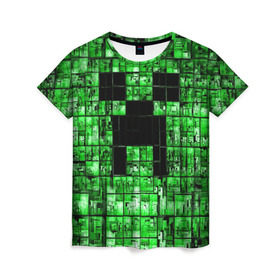 Женская футболка 3D с принтом Minecraft в Курске, 100% полиэфир ( синтетическое хлопкоподобное полотно) | прямой крой, круглый вырез горловины, длина до линии бедер | game | green | minecraft | игра | игрок | компьютерные игры | майнкрафт