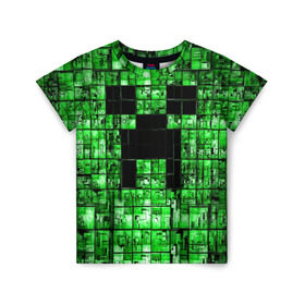 Детская футболка 3D с принтом Minecraft в Курске, 100% гипоаллергенный полиэфир | прямой крой, круглый вырез горловины, длина до линии бедер, чуть спущенное плечо, ткань немного тянется | game | green | minecraft | игра | игрок | компьютерные игры | майнкрафт