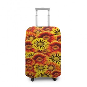 Чехол для чемодана 3D с принтом Цветы в Курске, 86% полиэфир, 14% спандекс | двустороннее нанесение принта, прорези для ручек и колес | flower | оранжевый | цветочки | цветы