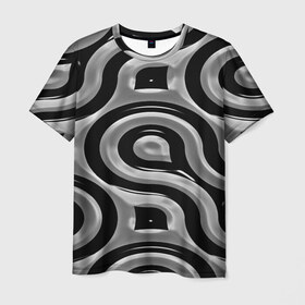 Мужская футболка 3D с принтом Минимализм в Курске, 100% полиэфир | прямой крой, круглый вырез горловины, длина до линии бедер | Тематика изображения на принте: линии | монохромный | узор