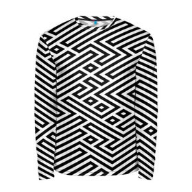 Мужской лонгслив 3D с принтом optical illusion в Курске, 100% полиэстер | длинные рукава, круглый вырез горловины, полуприлегающий силуэт | геометрия | оптическая иллюзия | черно белый