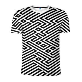 Мужская футболка 3D спортивная с принтом optical illusion в Курске, 100% полиэстер с улучшенными характеристиками | приталенный силуэт, круглая горловина, широкие плечи, сужается к линии бедра | геометрия | оптическая иллюзия | черно белый