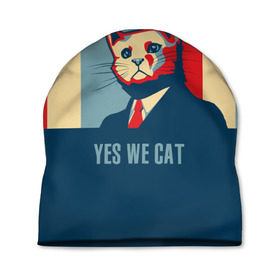 Шапка 3D с принтом Yes we CAT в Курске, 100% полиэстер | универсальный размер, печать по всей поверхности изделия | cat | kitty | животные | киса | кот | котенок | котэ | кошка