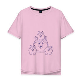 Мужская футболка хлопок Oversize с принтом Аляскинские маламуты в Курске, 100% хлопок | свободный крой, круглый ворот, “спинка” длиннее передней части | Тематика изображения на принте: husky | malamute | арт | маламут | собака | хаски