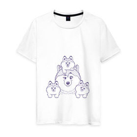 Мужская футболка хлопок с принтом Аляскинские маламуты в Курске, 100% хлопок | прямой крой, круглый вырез горловины, длина до линии бедер, слегка спущенное плечо. | husky | malamute | арт | маламут | собака | хаски