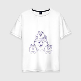 Женская футболка хлопок Oversize с принтом Аляскинские маламуты в Курске, 100% хлопок | свободный крой, круглый ворот, спущенный рукав, длина до линии бедер
 | husky | malamute | арт | маламут | собака | хаски