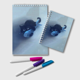 Блокнот с принтом Рыбка в Курске, 100% бумага | 48 листов, плотность листов — 60 г/м2, плотность картонной обложки — 250 г/м2. Листы скреплены удобной пружинной спиралью. Цвет линий — светло-серый
 | Тематика изображения на принте: cat | kitty | животные | киса | кот | котенок | котэ | кошка