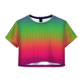 Женская футболка 3D укороченная с принтом Rainbow Spring в Курске, 100% полиэстер | круглая горловина, длина футболки до линии талии, рукава с отворотами | 
