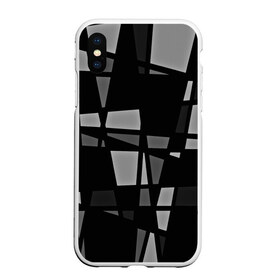 Чехол для iPhone XS Max матовый с принтом Geometry figure в Курске, Силикон | Область печати: задняя сторона чехла, без боковых панелей | бумага | геометрия | грани | изгиб | линии | полигоны | полосы | постель | серый | сочетания | текстура | треугольники | черный