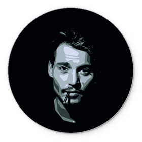 Коврик круглый с принтом Джонни Депп в Курске, резина и полиэстер | круглая форма, изображение наносится на всю лицевую часть | johnny depp | джонни депп