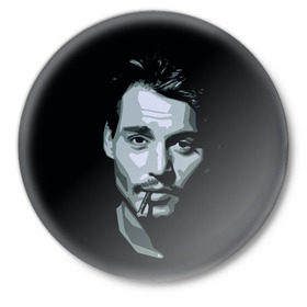 Значок с принтом Джонни Депп в Курске,  металл | круглая форма, металлическая застежка в виде булавки | Тематика изображения на принте: johnny depp | джонни депп