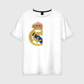 Женская футболка хлопок Oversize с принтом Real Madrid - RM CF (Classic) в Курске, 100% хлопок | свободный крой, круглый ворот, спущенный рукав, длина до линии бедер
 | cf | real | real madrid | rn | мадрид | реал | футбол