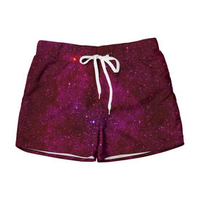 Женские шорты 3D с принтом Розовые звёзды в Курске, 100% полиэстер | прямой крой, два кармана без застежек по бокам. Мягкая трикотажная резинка на поясе, внутри которой широкие завязки. Длина до середины бедра | nebula | звезды | созвездие | туманность