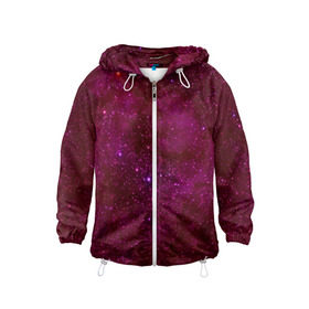 Детская ветровка 3D с принтом Розовые звёзды в Курске, 100% полиэстер | подол и капюшон оформлены резинкой с фиксаторами, по бокам два кармана без застежек, один потайной карман на груди | nebula | звезды | созвездие | туманность