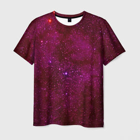 Мужская футболка 3D с принтом Розовые звёзды в Курске, 100% полиэфир | прямой крой, круглый вырез горловины, длина до линии бедер | Тематика изображения на принте: nebula | звезды | созвездие | туманность