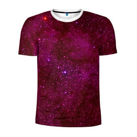 Мужская футболка 3D спортивная с принтом Розовые звёзды в Курске, 100% полиэстер с улучшенными характеристиками | приталенный силуэт, круглая горловина, широкие плечи, сужается к линии бедра | nebula | звезды | созвездие | туманность
