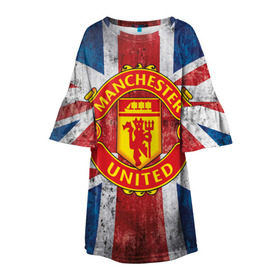 Детское платье 3D с принтом Manchester United №1! в Курске, 100% полиэстер | прямой силуэт, чуть расширенный к низу. Круглая горловина, на рукавах — воланы | Тематика изображения на принте: manchester united | манчестер | юнайтед