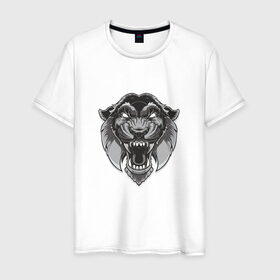 Мужская футболка хлопок с принтом Пантера SWAG в Курске, 100% хлопок | прямой крой, круглый вырез горловины, длина до линии бедер, слегка спущенное плечо. | 