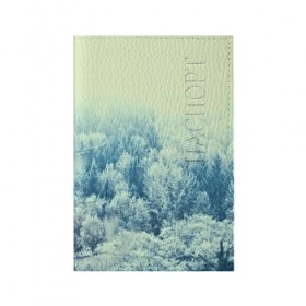 Обложка для паспорта матовая кожа с принтом Снежный лес в Курске, натуральная матовая кожа | размер 19,3 х 13,7 см; прозрачные пластиковые крепления | Тематика изображения на принте: деревья | зима | лес | природа
