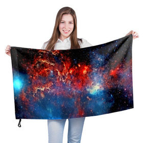 Флаг 3D с принтом Млечный путь в Курске, 100% полиэстер | плотность ткани — 95 г/м2, размер — 67 х 109 см. Принт наносится с одной стороны | nebula | звезды | созвездие | туманность