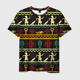 Мужская футболка 3D с принтом Египетский узор в Курске, 100% полиэфир | прямой крой, круглый вырез горловины, длина до линии бедер | народ | народные | узор | этника | этнические