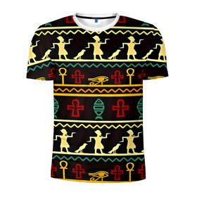 Мужская футболка 3D спортивная с принтом Египетский узор в Курске, 100% полиэстер с улучшенными характеристиками | приталенный силуэт, круглая горловина, широкие плечи, сужается к линии бедра | народ | народные | узор | этника | этнические