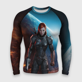 Мужской рашгард 3D с принтом Mass Effect в Курске,  |  | n7 | shepard | галактика | жнец | космос | масс | нормандия | планета | шепард | эффект