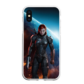 Чехол для iPhone XS Max матовый с принтом Mass Effect в Курске, Силикон | Область печати: задняя сторона чехла, без боковых панелей | n7 | shepard | галактика | жнец | космос | масс | нормандия | планета | шепард | эффект
