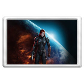 Магнит 45*70 с принтом Mass Effect в Курске, Пластик | Размер: 78*52 мм; Размер печати: 70*45 | Тематика изображения на принте: n7 | shepard | галактика | жнец | космос | масс | нормандия | планета | шепард | эффект